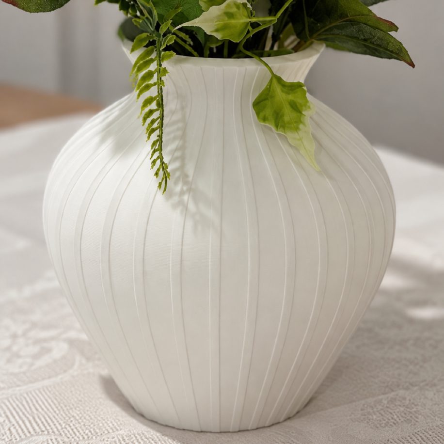 Beyaz Burgulu Dekoratif Vazo | Jade White 3D Baskı görsel 4