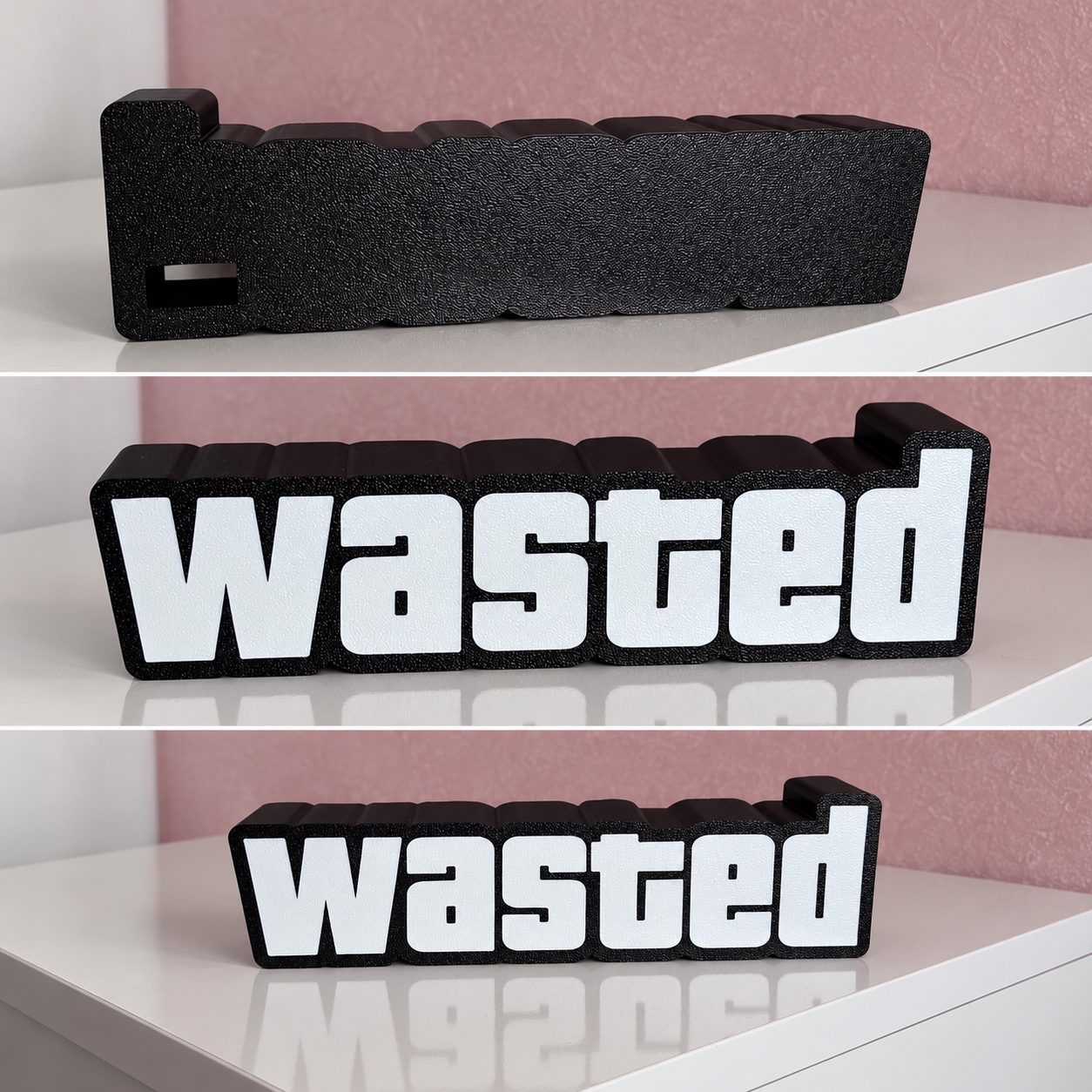 Wasted Yazısı Dekor | 3D Baskı Gaming Masa Dekoru | LED Uyumlu görsel 3