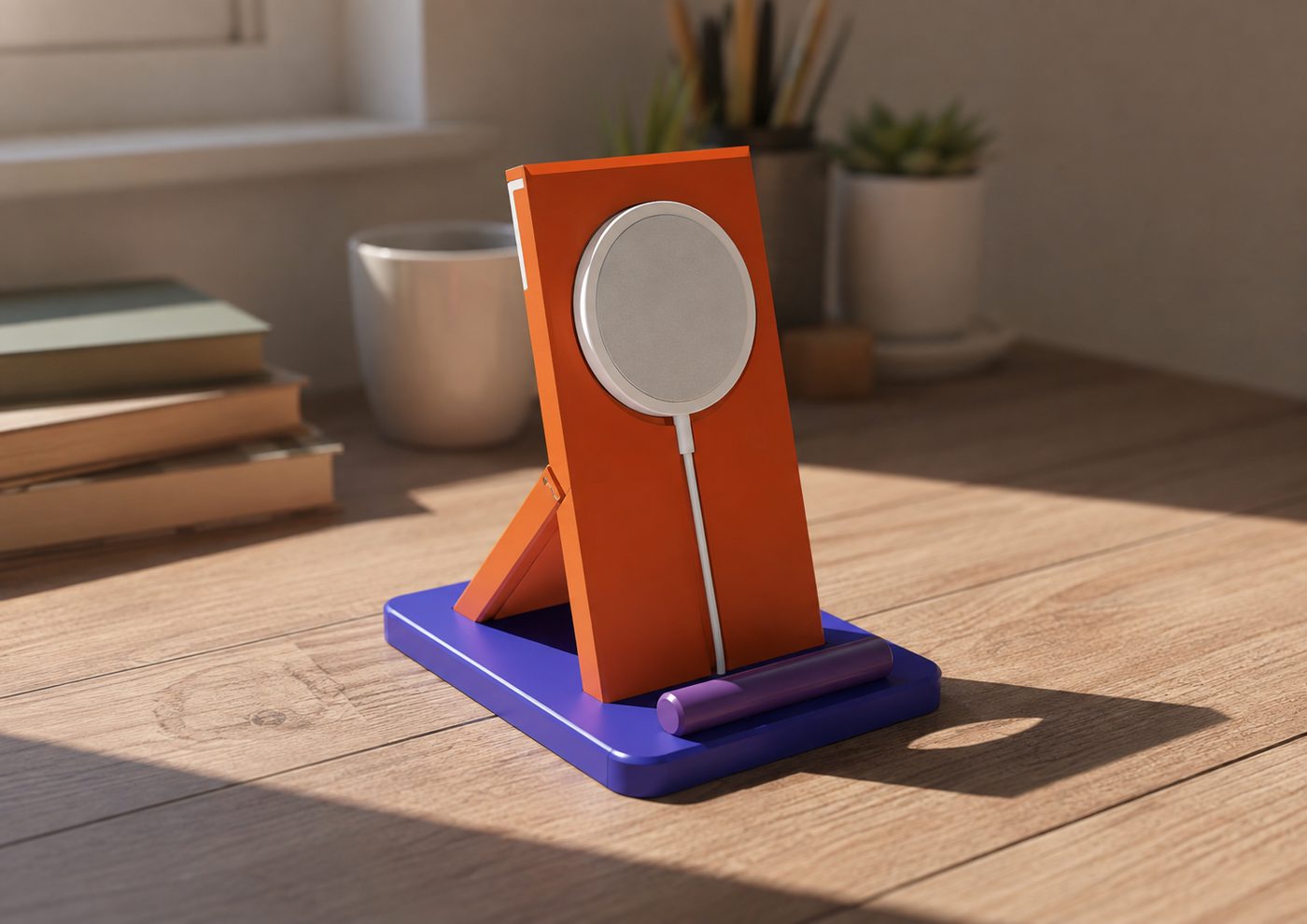 Foldable MagSafe Desk Stand (magesafe dock lu telefon tutucu kablo kanallı) görsel 8