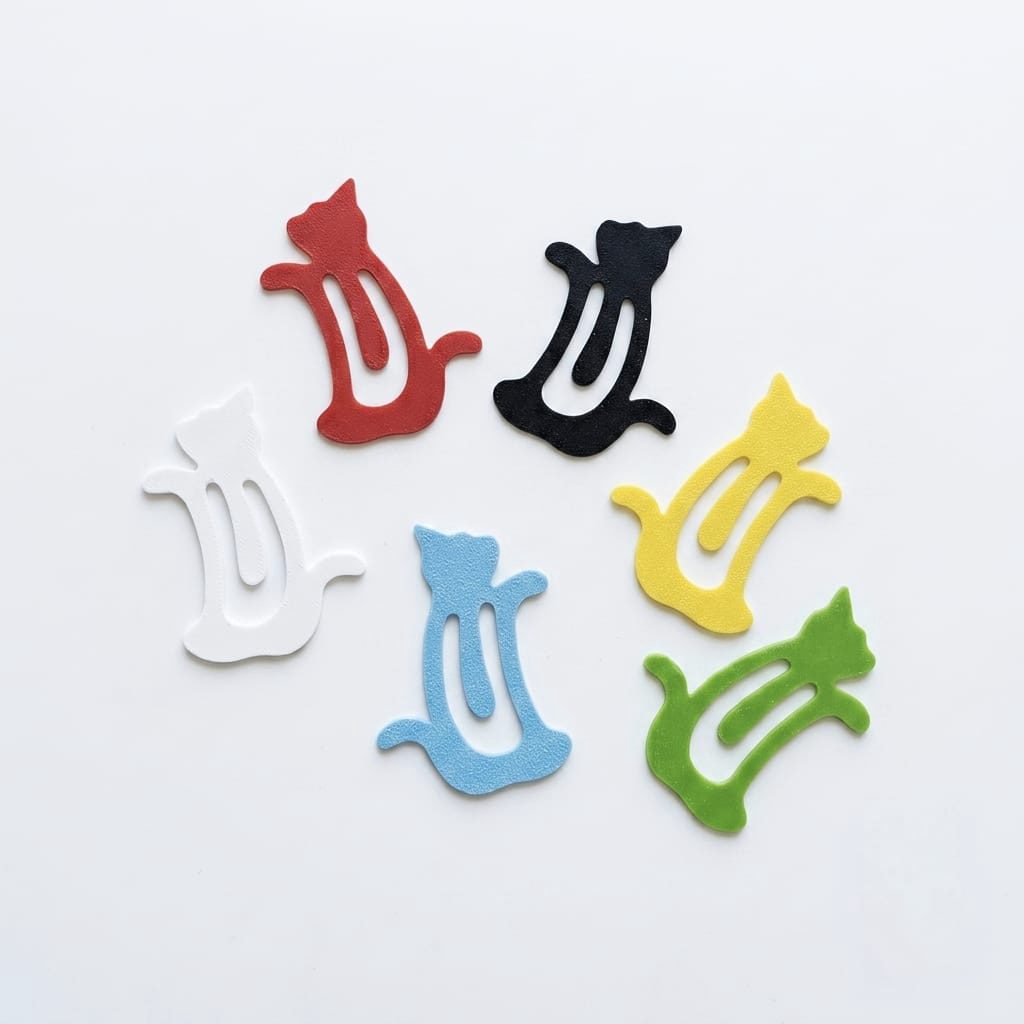 Kedi Kitap Ayracı | 3D Baskı Renkli Kedi Figürlü 6' lı set