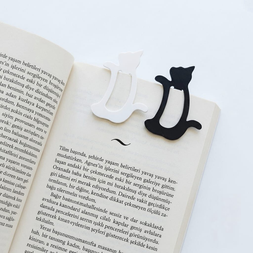 Kedi Kitap Ayracı | 3D Baskı Renkli Kedi Figürlü 6' lı set görsel 3