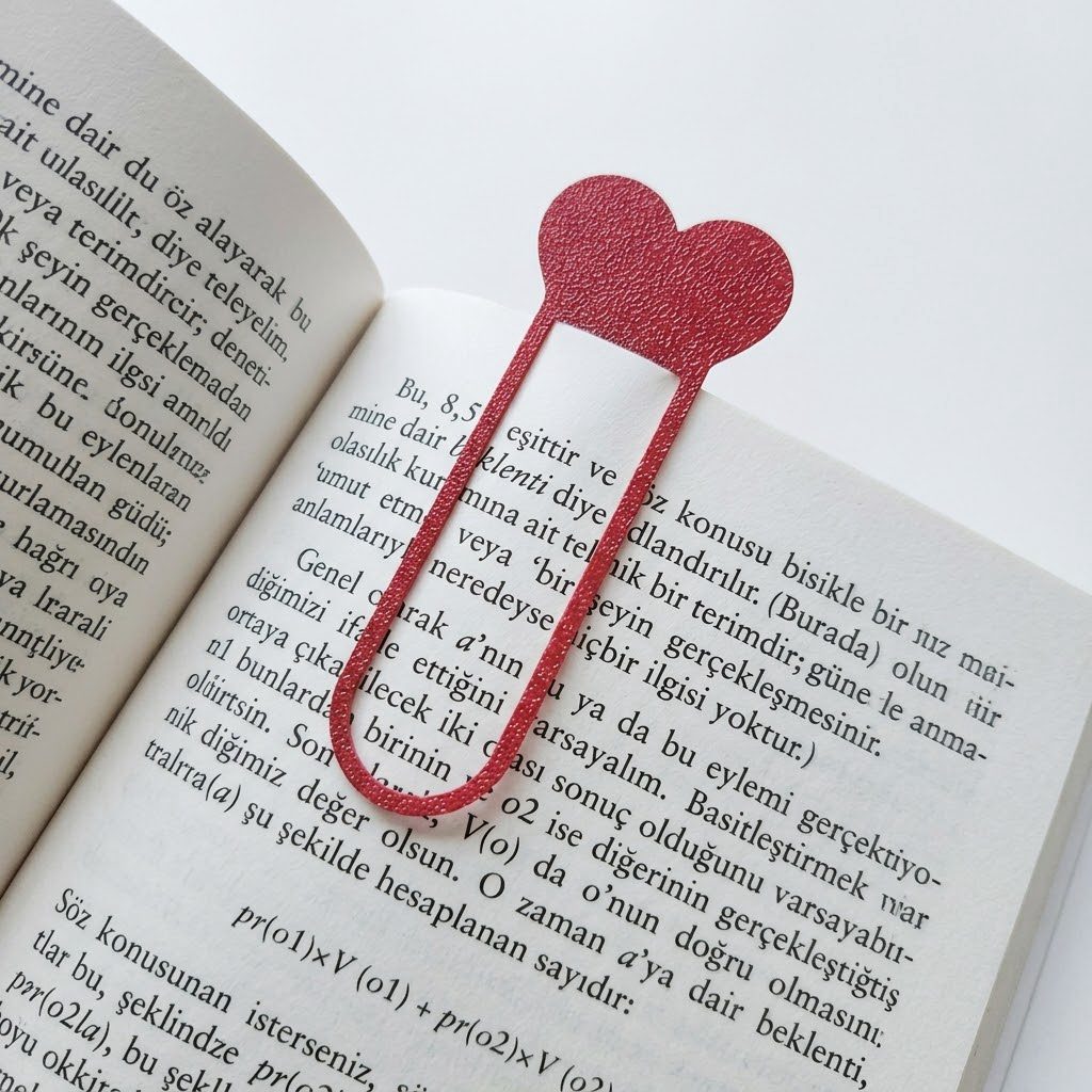 Kitap Ayracı | Kırmızı Kalp Figürlü 3D Baskı