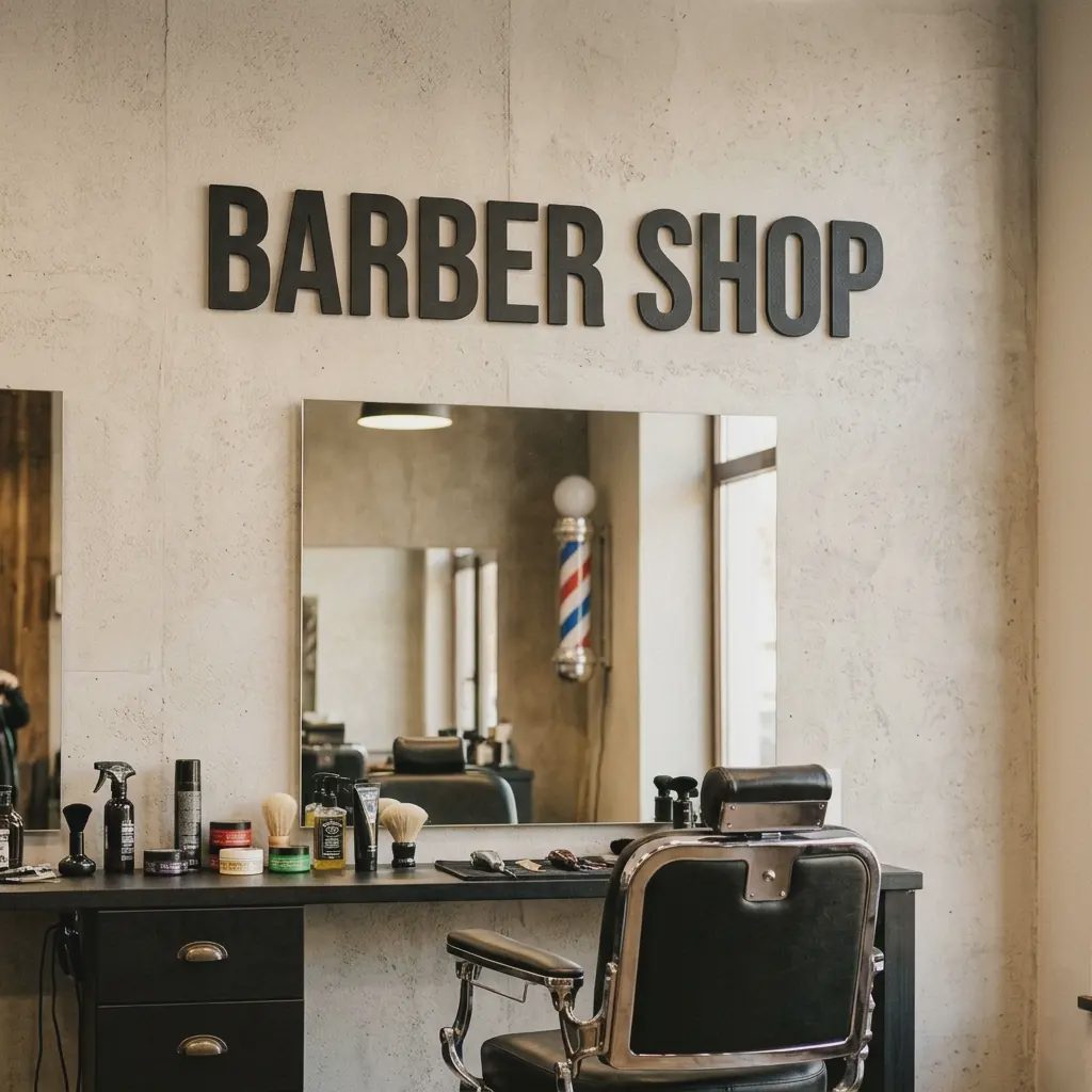 BARBER SHOP 3D Duvar Tabelası – Berber Dekoru