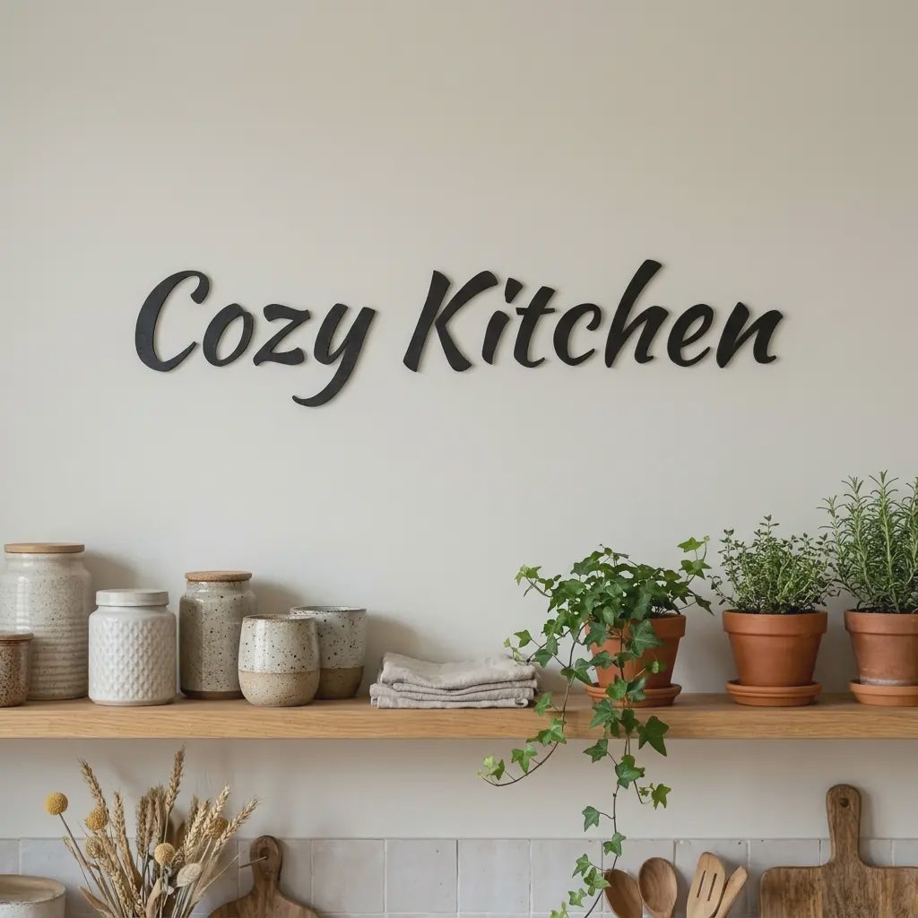Cozy Kitchen 3D Duvar Yazısı – Mutfak Dekoru