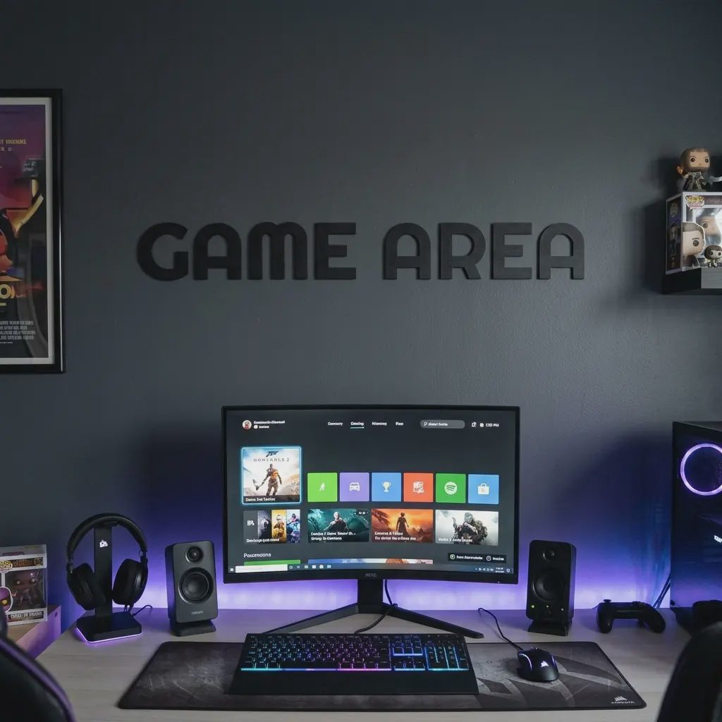 GAME AREA 3D Duvar Yazısı – Oyun Odası Dekoru