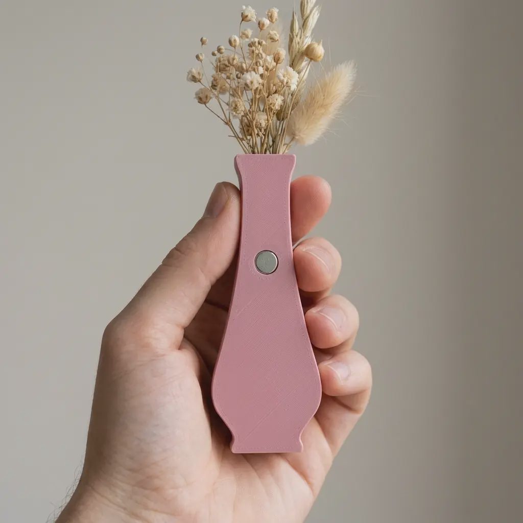 Mini Vazo Buzdolabı Mıknatısı – Kuru Çiçekli Dekor görsel 3